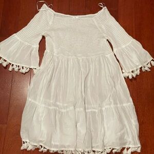 White Dress with Tassel Details